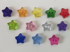 14mm Star Resin Glitter Baby/Children's Buttons Blue Pink Yellow Green Orange 