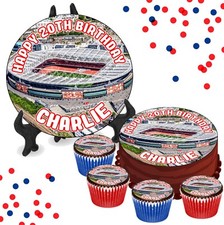 Emirates Arsenal Stadium 'A' PERSONALISED Edible Cake/Cupcake Toppers Football