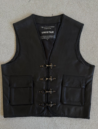 Mens black real leather biker - black,