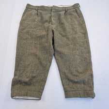 Hoggs of Fife Breeks W38 Green Mens Tweed Pleated Wool Blend Trousers