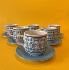 Vintage Sparta Retro 12-Piece Boxed Coffee Set Blue White Geometric Scandi 1960