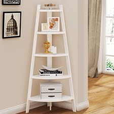 5 Tier White Corner Shelf