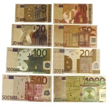 Job Lot Bits/Bobs Curios/Collectable Euro Gold Foil Banknotes 