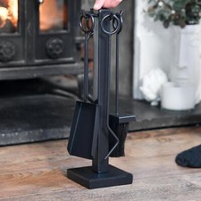 "Francisco" Black Contemporary Four Piece Fireside Companion Set - 40cm