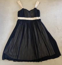 NEXT Ladies Vintage Style Dress Size 14 Black Chiffon 