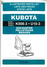 Kubota Excavator K008-3 U10-3 - Parts Manual - K008-3 U10-3