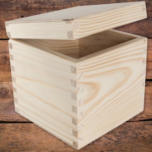 Wooden box with lid - wooden,