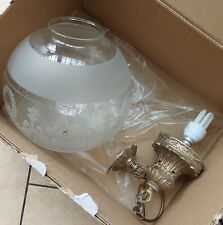 Antique Globe Ceiling Light Fitment Etched Glass Brass 24cm width x 34cm height
