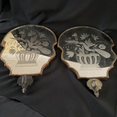 Pair french etched mirror - of,
