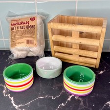 Rodent Feeding Bowl Small 3 x Animal Dish Ceramic Rosewood Bedding + Hay Feeder