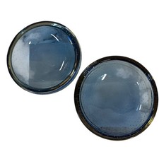 Pair Whitefriars Blue glass Ashtrays with controlled bubbles