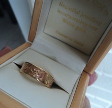 Welsh 9ct Yellow & Rose Gold Celtic Ring h/m 2008 Cymru Y Metel  -  size L / M