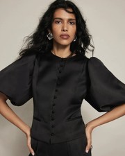 Mint Velvet black satin puff