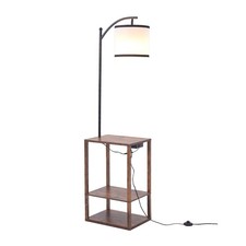 Wooden floor lamp - lamp, shelves
