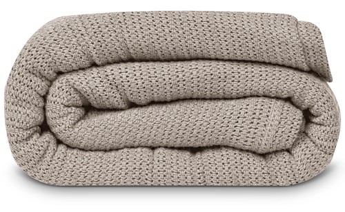 Leno weave taupe blanket - blanket,, twin