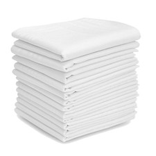 12 WHITE COTTON HANDKERCHIEFS