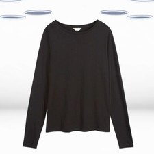 Ex Hush Women’s Long Sleeve Slim Fit Cotton T-shirt in Black