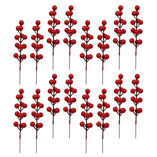 20pcs reusable red berry picks - red,