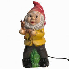 Heico Garden Gnome Lamp Gnome Lamp Nain Lumineux Gnome with Deer Child Vintage 46cm