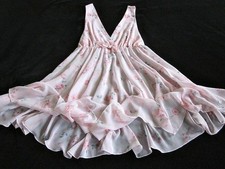 Vintage Cabernet Babydoll L Pink Floral Chiffon Very Full Skirt Sexy Nightie NEW