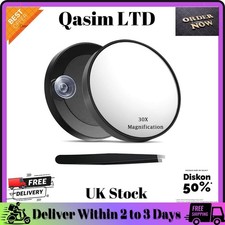 30X Magnifying Mirror, Travel Magnifying Mirror with Suction Cup & Tweezers