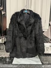 Ladies Black Real Rabbit Fur Jacket By Edelson Suit 8/10/12 Stunning Quality