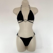 Ladies New Black Diamanté Bikini Small UK 8 Moda Minx Bahimi Style