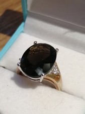Ladies 9ct Gold Smoky Quartz Diamond Ring Size M