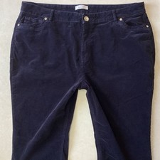 Ladies M & S Per Una Slim Straight Dark Blue Cords Jeans Size 20 W38 L28 (490K)
