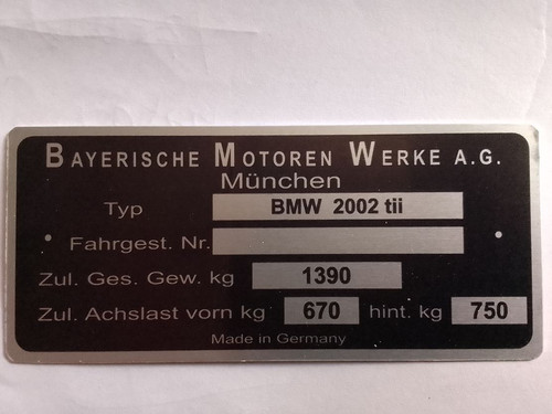 Bmw 2002 tii tag - tii, id