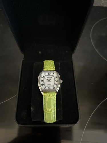 Green leather gossip watch - green,