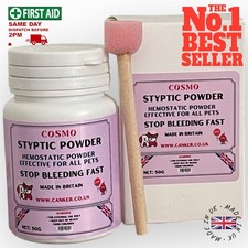 ?LARGE 50g COSMO Styptic Hemostatic Powder+Sponge Applicator-Stop Bleeding Fast