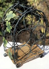 Cast Iron Wooden Wicker Woven Wine Champagne Bottle Holder Rack