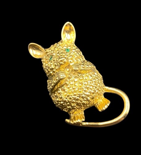 Gold tone mouse with - gold, green
