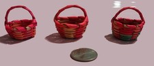 3 Miniature Baskets W/ Handles
