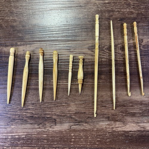 Vtg antique bone sewing - 10,