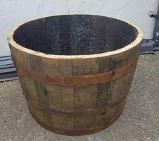 Large Genuine Half Whisky Barrel Planter Oak Whiskey Plant Container Flower Pot