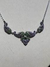 Stunning Antique Suffragette Silver Tone Paste Necklace