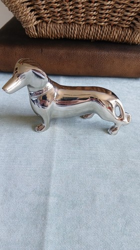 Metal dog dachshund statue - dog,