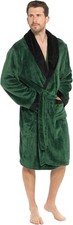 Strong Souls Mens Luxury Fleece Dressing Gown With Satin Trim Collar M, Green 