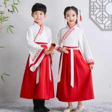 Kids Boys Girls Chinese Traditional Hanfu Dress Tang Suit Set Cosplay Costume