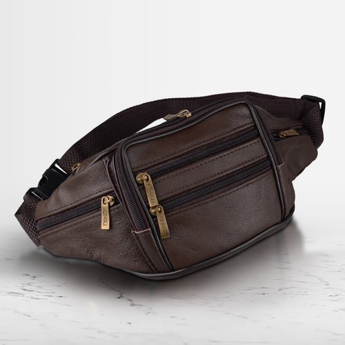 Genuine real leather waist bag - genuine,