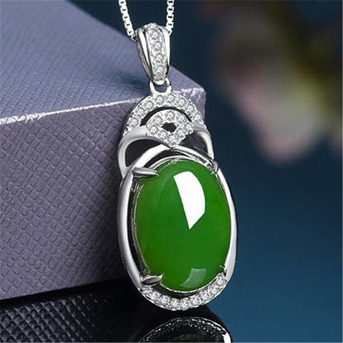 Green natural jade pendant - natural,