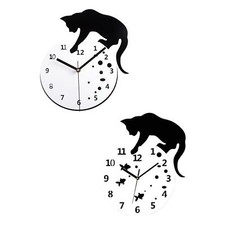 Silent Hanging Clock, Cat