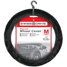 Fluffy Black Steering Wheel Sleeve Soft Cover - Sumex Brand