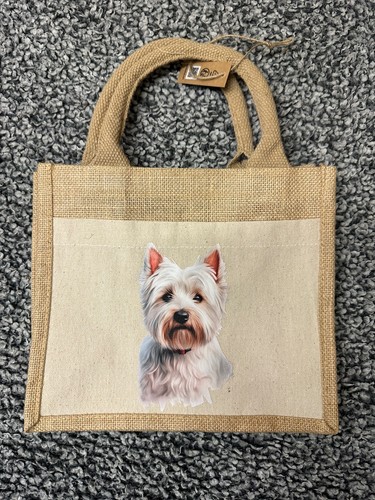 Westie printed jute pocket - ,