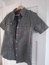 Mens Black Leather Shirt Size L. Good Condition.