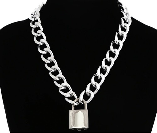 Gold silver lock pendant - gold,