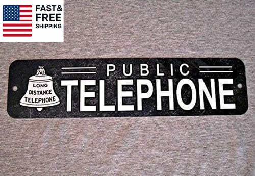 Metal sign telephone public - sign,