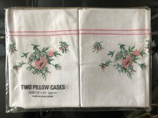 VINTAGE White 100% Cotton Pink